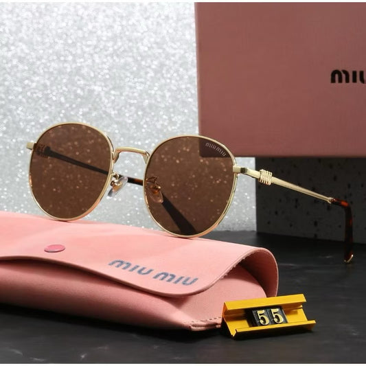 Gafas miu redondas doradas vidrio café