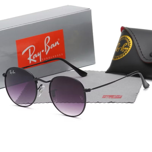 Gafas ray round metálicas negras vidrio morado