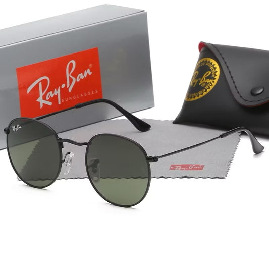 Gafas ray round metálicas negras vidrio verde