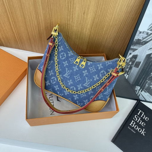 Cartera azul mezclilla logo cadena