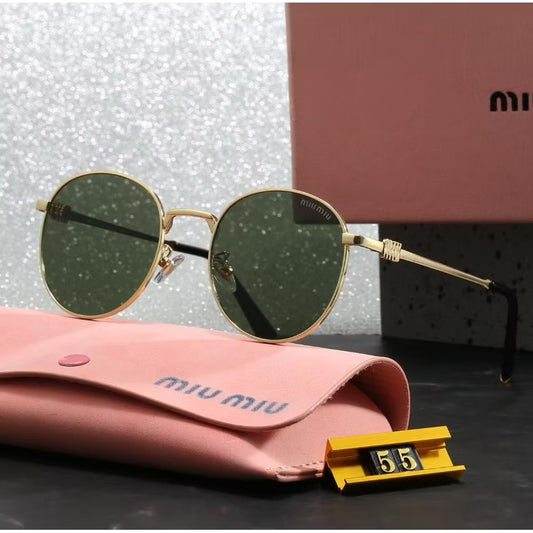 Gafas miu redondas doradas vidrio verde