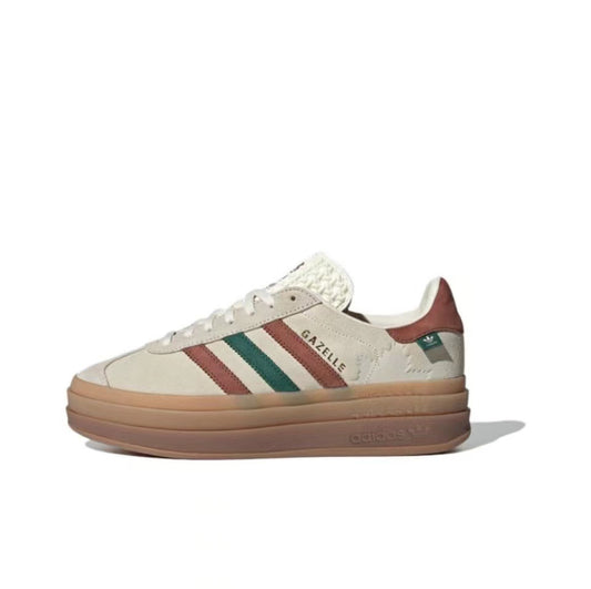 Zapatillas Ga zelle plataforma beige líneas roja/verde